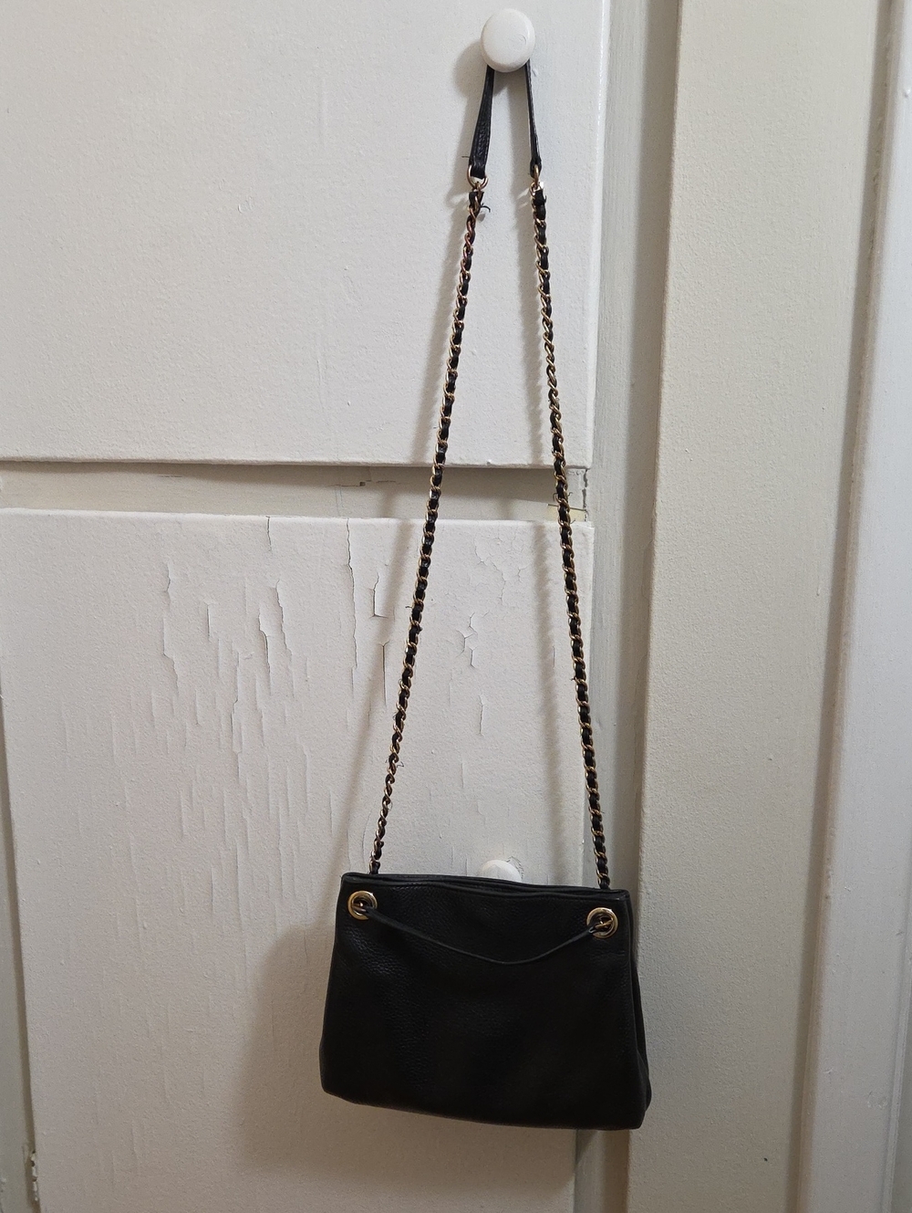 Vintage MICHAEL Michael Kors Black Leather Crossbody with Gold Hardware